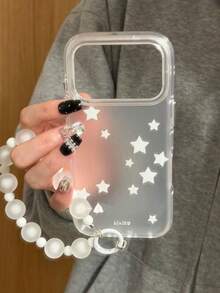 Casing Ponsel Gaya Korea Ins Bintang Putih dengan Rantai, Kompatibel dengan Apple 17 Pro Max, 16 Pro, Casing Pelindung 15 New 17 PM Super Pretty Max, dan Casing Ponsel 18 Unique Artistic 18 Pro Max - Putih - View 5