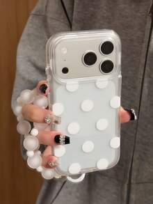 Cool Summer Translucent Polka Dot INS Style Phone Case, Compatible With Iphone 15, 17 Pro, 17 Pro Max, 16 Pro Max, 17 New Models, Full Coverage Protective Cover, 15 Pro Soft Touch - White - View 5