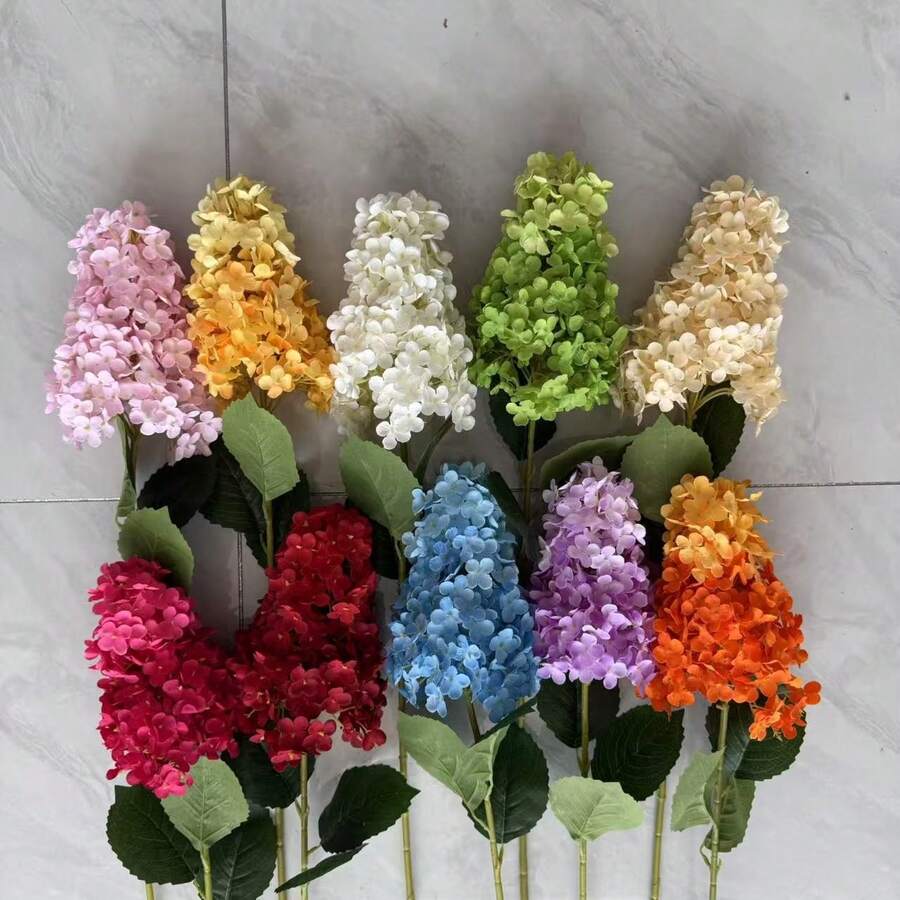 1件高品質錐形繡球花人造花，錐形繡球花仿真花，婚禮裝飾花，客廳餐桌花藝擺飾，仿生花藝 - 彩色 - 查看 1