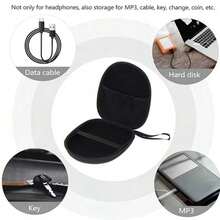 Multifunctional EVA Hard Shell Digital Storage Bag, Waterproof, Shockproof, Pressure-Resistant, Can Store Bluetooth Earphones, Small Camera Accessories, Portable And Easy To Carry, Suitable For Commuting, Business Trips, Travel And Office, Ideal Gift For Birthday And Christmas. - Black - View 3