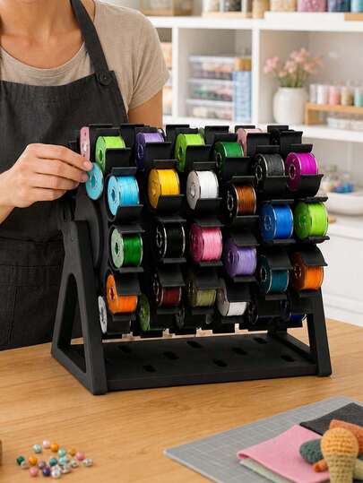 Vigour Summer Organizer Benang Bobbin Berputar, Rak Penyimpanan Bobbin Mesin Jahit, Tempat Benang Kerajinan, Sistem Penyimpanan Bobbin Berputar 360° untuk Meja, Aksesori Jahit, Ideal untuk Ruang Jahit, Meja Kerajinan, dan Studio DIY, Aksesori Jahit