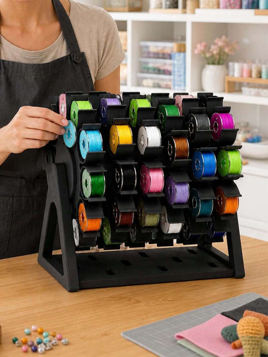 Vigour Summer Organizer Benang Bobbin Berputar, Rak Penyimpanan Bobbin Mesin Jahit, Tempat Benang Kerajinan, Sistem Penyimpanan Bobbin Berputar 360° untuk Meja, Aksesori Jahit, Ideal untuk Ruang Jahit, Meja Kerajinan, dan Studio DIY, Aksesori Jahit - beraneka warna - View 1