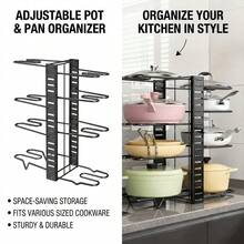 1PC Adjustable Pan Organiser Pot Saucepan Kitchen Storage Rack Holder Sturdy Shelf Double-Sided Pot Rack - View 3