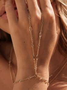 Fashionable, Simple And Adjustable Finger Bracelet. Elegant Women's Finger Back Chain Accessory. - Multicolor - View 1