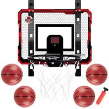 Tablero de Basquetbol para Niños Plegable, Canasta de Basquetbol para Niños Portátil con Contador Electrónico De Puntaje, Aro, 4 Mini Balón, Tablero de Basketball para Puerta y Pared Juegos Exterior - Multicolor - Ver 2