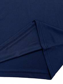 Men's Muscle Fit Royal Blue Long Sleeve Crew Neck All-Match T-Shirt, Minimalist Sporty Street Style, Versatile Solid Color Top - Navy Blue - View 8