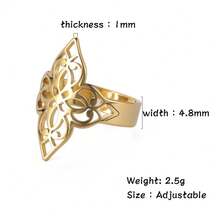 TEAMER 1pc Fashion Women Stainless Steel Hollow Flower Open Adjustable Ring, Versatile Accessory, Unisex Style, Gift For Friends - Fashion Series - View 10