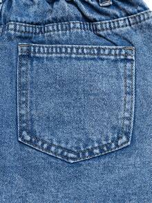 Young Girl 2-8 Years Cute & Simple Denim Hip-Covering Skort, Semi-Elastic Waist With Adjustable Drawstring, Classic Minimalist Style, Loose Fit, Suitable For All Seasons, Acid Wash Denim Skirt Shorts - Medium Wash - View 9