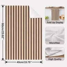 2件裝棕色條紋印花超細纖維廚房抹布，現代極簡風 40*60cm 長方形洗碗布、餐桌布、手巾，廚房裝飾、居家裝飾，適合送給鄰居的喬遷禮物，廚房與浴室用品家居必需品 - 駝色 - 查看 3
