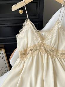 GMFP Damen Bohemian Stil Tiefer V-Ausschnitt Beige Camisole, Alltagskleidung, Party, Schulanfang, Abschlusszeit, Halloween, Weihnachtstop - Beige - Übersicht 7
