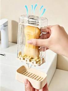1pc Soap Dish, Soap Holder, Hands-Free Soap Dispenser, Soap Box With Brush, Spring-Loaded Rack, Drainable Tray, Bathroom Shower Soap Storage Device, Kitchen Multi-Function No-Soak Bar Soap Container, Laundry Room Tool, Bathroom Gadget - Multi-color - View 11