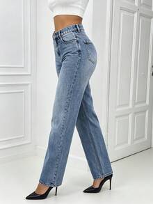Women Jeans - Light Medium Blue - View 4