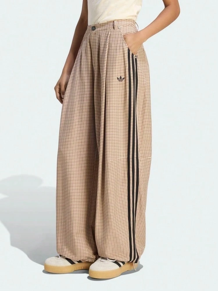 Adidas Originals Women's CHECKS TROUSER Sports Woven Long Pants LE8309 - Brown - View 1