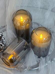 3件組無火燭光燈,附定時遙控器,電池供電,適用於聖誕節、萬聖節、情人節、母親節、禮物、生日、求婚、婚禮、餐桌、派對、節日裝飾燈 - 灰色-暖光 - 查看 6