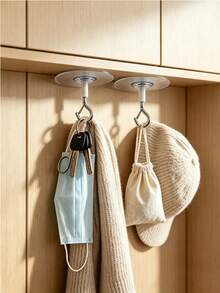 1/2/4/8/10/20/24pcs Strong Adhesive Plastic Ceiling Hooks - Easy Installation, No Holes, Suitable For Hanging Lights, Plants, Decorations, Kitchen Utensils And Daily Items, Applicable For Parties, Events, Holidays, Kitchen And More - Clear - View 1