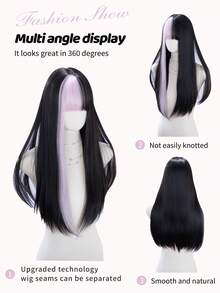 alicegarden 26 Inch Long Synthetic Wig, Natural Straight Hair Style, Stunning Multi-Color, With Bangs, Suitable For Women's Daily, Party, Cosplay Use, Natural And Durable, Women's Wig Gift, Halloween - Multicolor - View 8