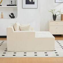 Chenille Fabric Modular Sofa, 30D High-Elasticity Foam Filling. Easy To Move With Non-Slip Base, Ideal For Living Rooms And Other Spaces. Beige - 米色 - 查看 5