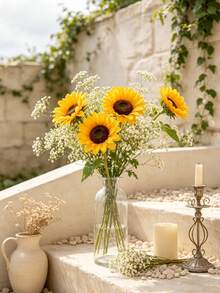 10pcs/5pcs/1pc Artificial Sunflowers, Perfect For Home Decor, Wedding, Party, Centerpiece, Bridal Bouquet, Table Setting, Wreath And Spring/Summer DIY Crafts. Summer, Autumn Wedding, Thanksgiving Decorations. Home And Party Decor - Multicolor - View 4
