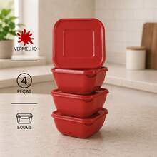 Kitchen Supplies Set Kit ECONOMIC LINE - 5 Supplies + 4 Square Jars 500 ML TPW Line - TPW Red - View 4