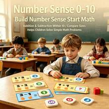 Matematikspel för barn med addition och subtraktion, pedagogiskt hjälpmedel för siffror, numerisk beräkning, tidiga utbildningskort, Montessori-förskolekurs för kognitiv inlärning, interaktiv pusselande leksak för barn, födelsedagspresent, julklapp - Multifärgad - Visa 4