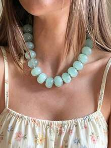 1pc Acrylic Necklace Suitable For Vacation Wear - Mint Green - View 1