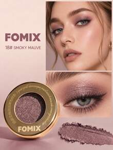 FOMIX 高顯色亮澤純色眼影，珍珠亮片搭配奢華金色圓形粉盒，透明蓋，持久閃亮眼妝，適合日常、派對與節日使用－煙燻紫 - 煙燻紫色 - 查看 1