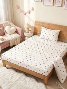 1pc Fitted Sheet, Fitted Sheet/Mattress Protector/Bedspread, Wrinkle-Resistant Breathable Comfortable, Suitable For All Bed Sizes, Ideal For School Dorm Bedding, Bedroom Decor, Pillow And Pillowcase Not Included, Machine Washable - Multicolor - View 6