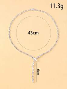outingfit 1pc 14K Rhinestone Vine Necklace For Women, Designer Neck Chain, Horse Eye Pendant Accessory, Suitable For Mother's Day Gift And Daily Wear - Silver - View 4