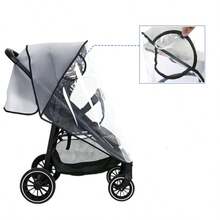 Universal Stroller Rain Cover - Waterproof & Windproof Travel Weather Shield, Thick & Durable, Dust & Snow Proof, Breathable Mesh For Clear View - Black Edge-transparent Frosted Rain Cover - View 6