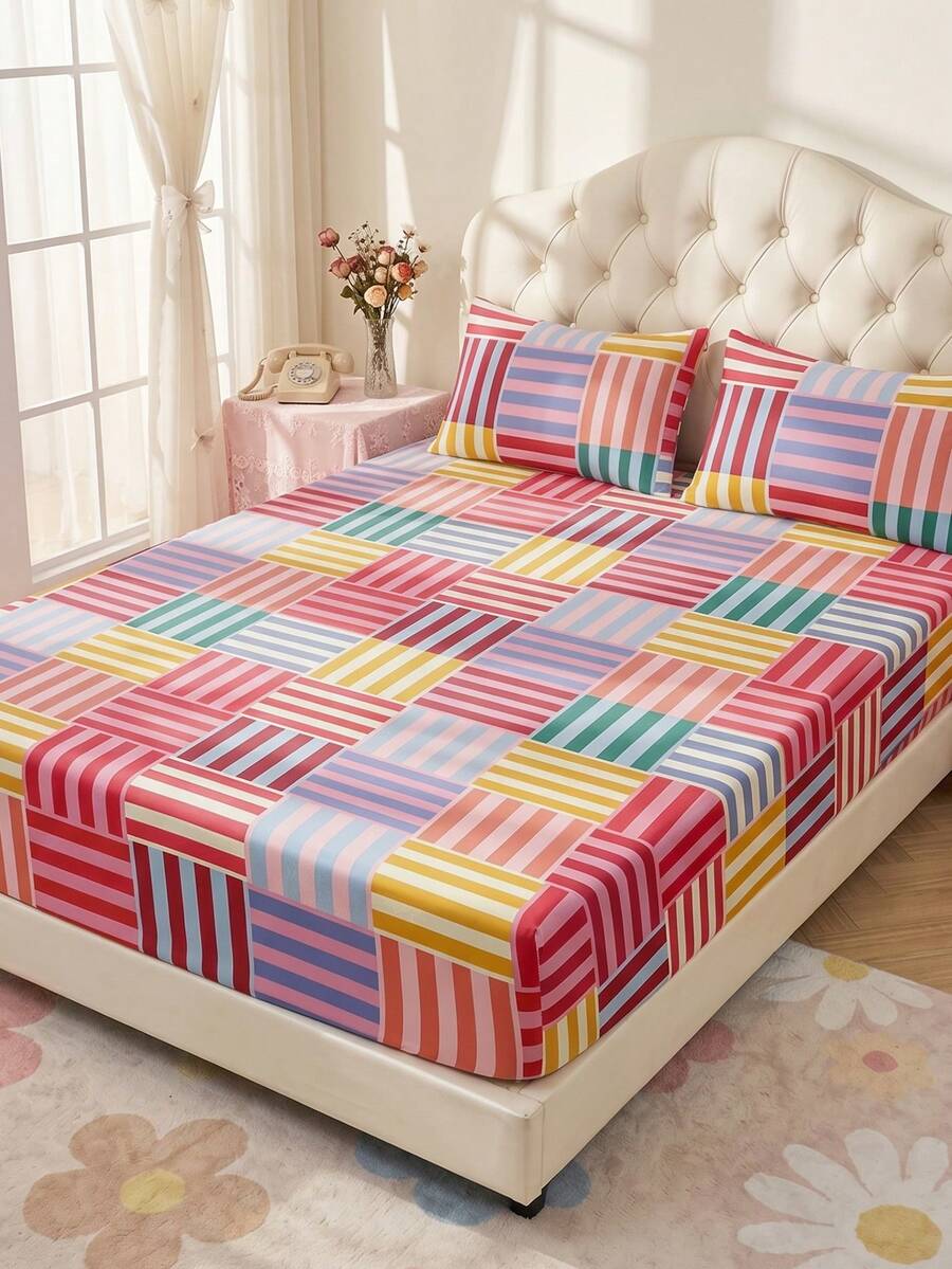 2/3pcs Printed Bedding Set, Bedding, Mattress Protector Set, Comfortable Home Textiles, Breathable Anti-Pilling Mattress Cover, Home Decor, Suitable For All Seasons, Machine Washable, Back To School