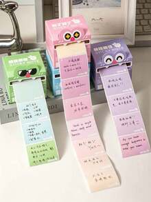 1 pieza Notas adhesivas extraíbles con diseño de monstruo de dibujos animados, dispensador de papel de notas de color macaron, pestañas de índice para tomar notas, marcar y mensajes, regalo de vuelta a la escuela para amigos - Multicolor - Ver 8