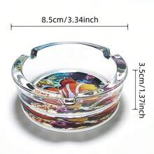 珊瑚礁小丑魚創意圖案玻璃菸灰缸，3.34英吋圓形菸灰缸裝飾，居家裝飾菸灰缸，送給朋友的禮物 - 魚 - 查看 3