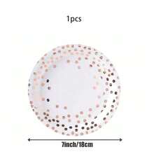 10/20/50pcs Piring Kertas Polkadot Rose Gold & Gold Ukuran 9 Inch/7 Inch – Peralatan Makan Sekali Pakai Premium untuk Pesta, Pernikahan, dan Acara Makan Mewah (Bubur Kertas Bebas Pemutih) - Emas Mawar Putih - View 10