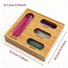 1件裝木製自封塑膠袋收納架，廚房塑膠袋儲存整理架，適用於三明治袋與零食袋，返校季適用 - 多色款 - 查看 2