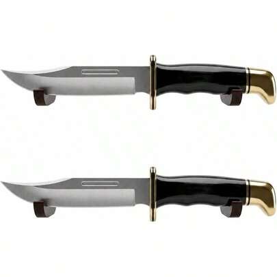 Wood Wall Mounted Holder, 2 Packs Wooden Display Stand Collections, V-Slot Blade Display Holder Bowie Knives, Hunting Knives, Daggers