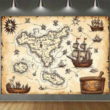 1pc 2D Flat Banner, Pirate Treasure Background Cloth, Suitable For Indoor Photo Backdrop, Party Decoration, Home Decor, No Power Required - 1 - View 25