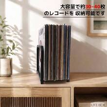卓上レコードスタンド 金属製 収納 角形ベース 最大40枚収納 | 滑り止めパッド付き アルバムディスプレイ インテリア収納 - 黒 - チェックする 2