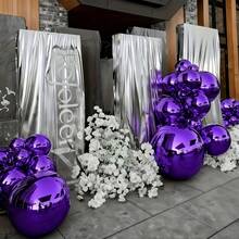 4pcs/Set (10.0 Inch, 15.0 Inch, 22.0 Inch, 32.0 Inch) Large Purple Foil Balloon Set - No Helium Needed, Reusable And Durable Base, Reflective Surface, Suitable For Christmas, Wedding - Multicolor - View 3