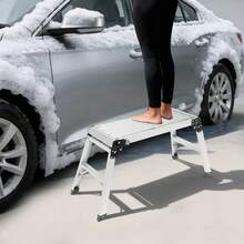 LX-1 Model Foldable Aluminum Alloy Step Ladder, Portable Collapsible Household Stepladder, Non-Slip Folding Stool Ladder For Home, Warehouse, And Indoor Maintenance - A - 查看 7