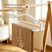 3pcs Set (1pc Retractable & Foldable Towel Rack + 2pcs Adhesive Hooks) Rotating Drying Rack, Space-Saving, Thickened & Widened, High-Quality Anti-Deformation Material, Suitable For Towels, Large Bath Towels, Bed Sheets - Multicolor - View 10