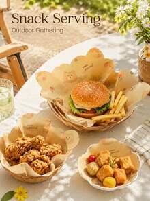 15pcs 2-Style Mixed Cute Cartoon Bear Round Food Wrapping Paper, Decorative Burger Sandwich Snack Liner, Suitable For Holiday Celebration, Birthday Party, Anniversary Table Setting - Multicolor - View 6