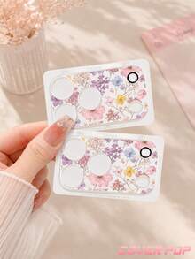 1pc Beautiful Dried Flower Pattern Lens Protector, Compatible With Phone 17 Pro/17 Pro Max, Cute & Exquisite Lens Decoration, Enhances Overall Phone Texture, Adds Atmosphere To Photos, Tempered Glass High Definition Full Coverage, Scratch-Resistant & Wear-Resistant, Compatible With Phone Cases, Fashionable Small Gift For Girlfriend And Best Friend - Clear - View 8