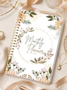 1pc 2026 Floral Monthly Planner For Women, Jan-Dec Calendar With Gold Spiral & To-Do Pages, Office Desk Accessories Note Books For School Teacher Accessories, Halloween Gifts - A - View 9