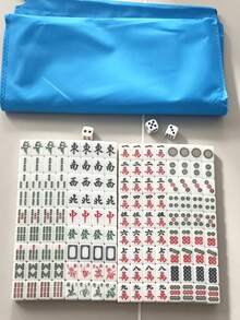 1套防水麻將，便攜迷你麻將，創意便攜戶外旅行麻將，盒裝麻將，手搓麻將（附預設收納袋） - 彩色 - 查看 7