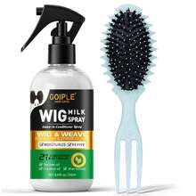 Goiple Wig Milk Leave-In Conditioner Spray Kit, 2 In 1 Wig Detangler & Moisturizer Infused With Tea Tree, Coconut & Aloe Extracts, For Human, Synthetic Hair Weave,Deep Moisturize Revive Locks,Tame Tangles,For Wig Care Enthusiasts Daily Styling & Maintenance - 8.45fl.oz護髮素+梳子 - 查看 1