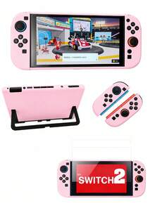 3pcs Set, Solid Color Switch 2nd Gen Protective Case, New Switch 2 (2025) Game Accessories, Switch Game Console Protective Case, TPU Soft Controller Shell + PC Hard Frame Shell, Easy To Disassemble And Install, Scratch-Resistant Joycon 2 Game Controller Shell - Multicolor - View 1