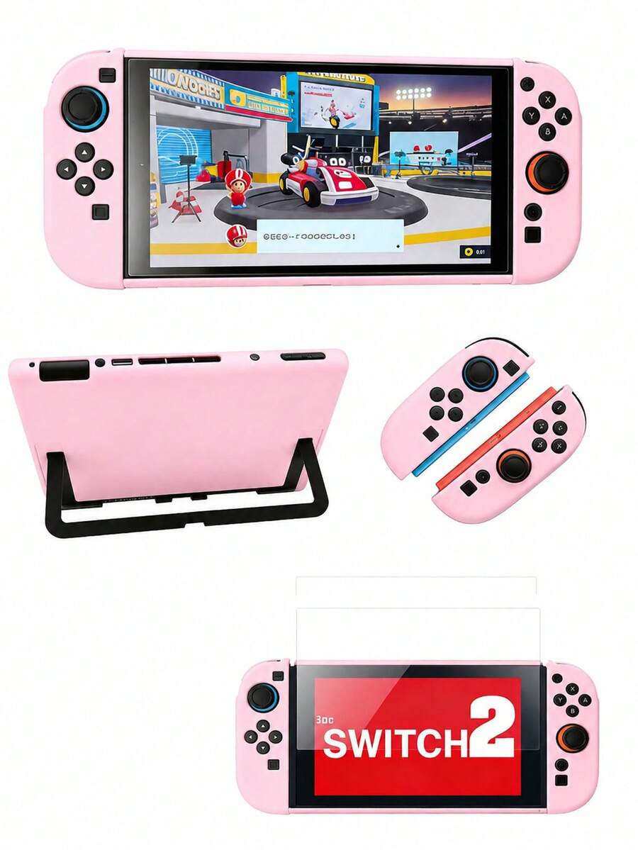 3pcs Set, Solid Color Switch 2nd Gen Protective Case, New Switch 2 (2025) Game Accessories, Switch Game Console Protective Case, TPU Soft Controller Shell + PC Hard Frame Shell, Easy To Disassemble And Install, Scratch-Resistant Joycon 2 Game Controller Shell - Multicolor - View 1