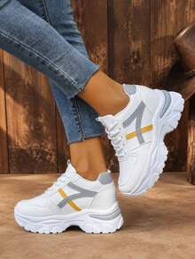 Women's Chunky Sneakers Fashionable Versatile Casual - Grey - View 8
