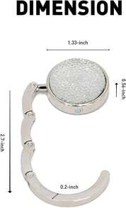 TANOSII Foldable Purse Hook Floding Handbag Hanger Bling Rhinestone Bag Holder For Table Desk 1 PCS White - ColorC - View 2
