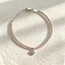 1 pièce Bracelet en acier inoxydable avec patchwork de cœur 3D, bracelet de style luxe Ins avec pompon et cœur pointu - Bracelet en trèfle à quatre feuilles - Voir 19